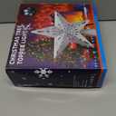 DG-Direct Christmas Tree Topper Lighted Star [Silver],3D Hollow Sparkling Star Christmas Tree Topper with Rotating Magic Cool White Snowflake Projector for Christmas Tree Ornament (Silver)