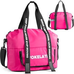 Sport Gym Bag for Women, Carry on Tote Personal Item Bag with Shoes Compartment, Travel Duffle Bag for Girl, Lightweight Overnight Luggage Bag for Travel, Airplanes, Sports - Hot Pink