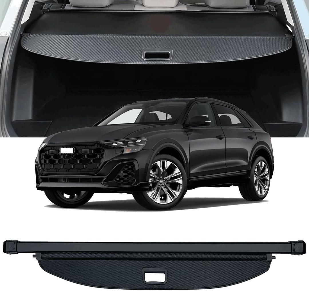 Cargo Cover Compatible with 2019-2025 2026 Audi Q8 SQ8 Trunk Cover Retractable Rear Trunk Security Cover OEM SUV Accessories Shielding Shade Privacy Screen Cover Audi Q8 Cargo Cover