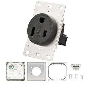 PLUGTUL 50 Amp Receptacle Outlet with Square Cover Plate, NEMA 6-50R, 250V Outlet, Flush Mounting, Straight Blade, Industrial Grade, 30 Amp, ETL Listed