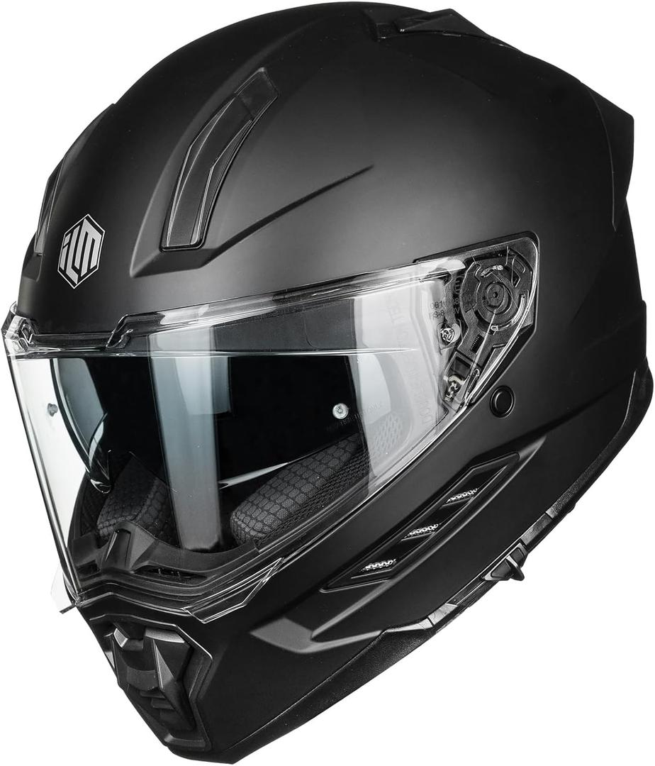 ILM Motorcycle Full Face Helmets DOT ECE for Men Women with Dual Visor Pinlock Insert Street Racing Helmet Cascos para Motos Model MF568 (X-Large, Matte Black)