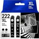 VKBGKJ for 222XL 222 Black Ink Cartridges Remanufactured Replacement for 222 XL 222XL T222 T222XL Ink Cartridges Combo Pack Works with Expression XP-5200 and Workforce WF-2960 Printers