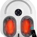 Foot Massager with Heat Shiatsu Feet Massage Machine Deep Kneading Relief for Plantar Fasciitis Air Compression 3 Heat Levels, Relax for Home Office Use, Christmas Gifts for Women Mom Dad White.