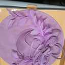 dressfan Fascinator Hats for Women,Linen Vintage Feather Headwear for Derby/Church/Wedding/Cocktail/Tea Party (Purple)