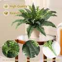 Luyue Fake Ferns Artificial Plants Sets of 2, 25" Artificial Boston Ferns for Outdoors Realistic Large Faux Fern Bush with 24 Fronds Hanging Plant for Front Porch Patio Outdoor/Indoor Home Decor