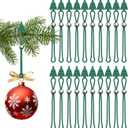 Christmas Ornament Hooks Green Tree Hanger - 20 PCS Reusable Silicone Clips, Cable Ties, Cord Organizers for Holiday Decorations Storage, Elastic Stretchable