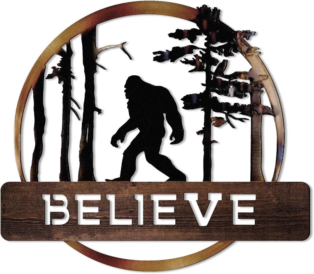 Tandefio Big Foot Sasquatch Gifts Big Foot Wall Art Yard Decor Metal Sign Sasquatch Garden Statue Ornament Gifts Decorations for Dad Mens Home Garden(Classic Color)