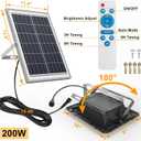 200W Solar Street Light Waterproof, 16ft Wire 20000LM LED Security Flood Lights Outdoor, Automatic Dusk to Dawn Solar Lights Outdoor for Outside Garden Yard Path Parking Lot (Black)