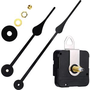 High Torque I Shaft Hands Quartz DIY Wall Clock Movement Mechanism with 9.1 Inch Long Spade Hand Battery Operated Repair Parts Replacement, 5/32 in Max Dial Thickness, 17/25 in Total Length