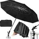New 60" Folding Magnetic Umbrella, Designed for Outdoor Work,600lb Strong Suction Hvac Umbrella With Magnetic Base & Clamp,2-in-1 Sun & Rain Protection,180 Adjustable, Portable for HVAC (Black)