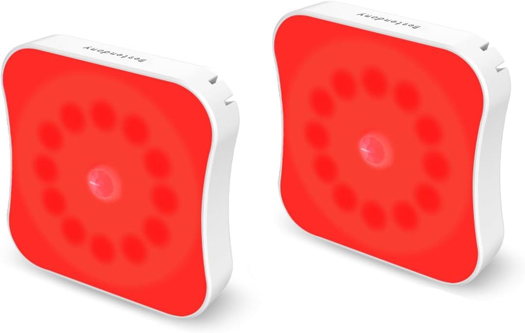 Red Motion Sensor Night Lights Rechargeable Battery Night Light Magnetic Red Light Night Lights for Sleep Aid, Bathroom, Hallway, Stair, Bedroom, Travel, 2 Pack