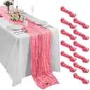 10 Pack Pink Cheesecloth Table Runner 5.91FT, Gauze Table Runner for Wedding Reception Sheer Bridal Shower Birthday Party Boho Table Decoration, Rustic Romantic Wedding Runner