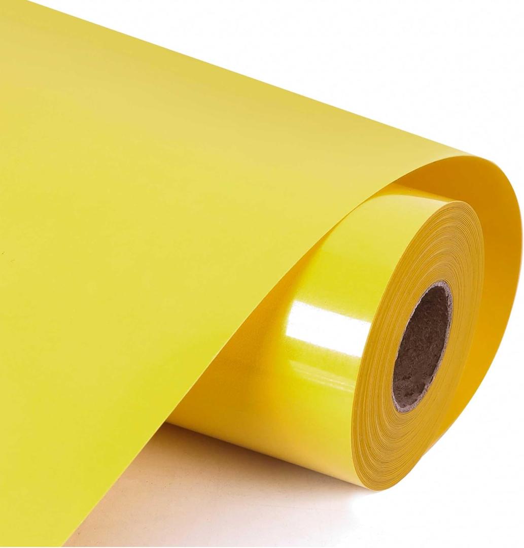 HTVVETUR Yellow Heat Transfer Vinyl - 12" x 9ft HTV Rolls for Shirts, Iron on Vinyl for Cameo - Easy to Cut & Weed (K3 Yellow-9ft)