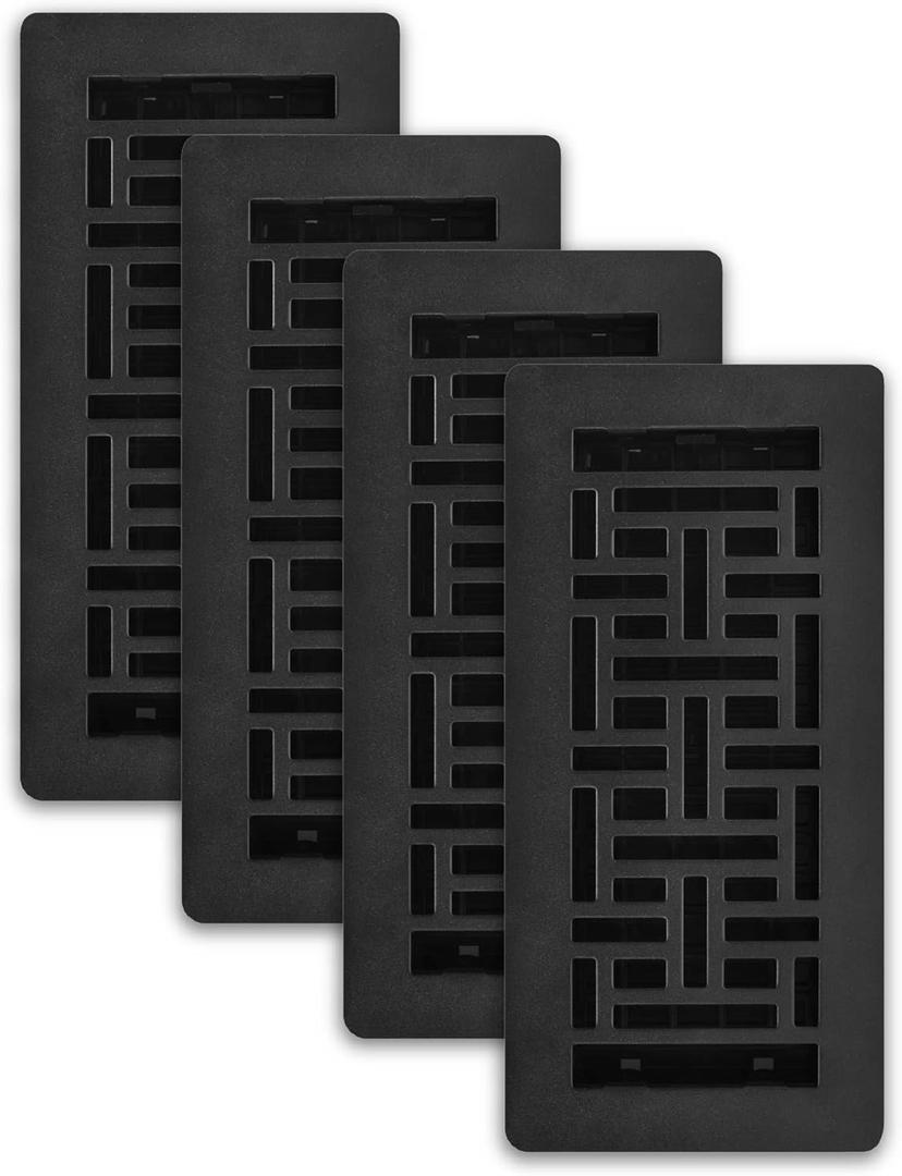 Decor Grates LAJH410-BLK Low Profile Grates, 4X10, Oriental, Textured Black