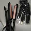 Mini Waver Hair Tool Crimper for Women Short Hair 0.4 inch Travel Double Barrel Small S Waver Ceramic Curling Iron (110-240V) Dual Voltage with 5 Temps, Anti-scalding for Dating, Daily (Black)