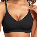 Vertvie Womens Seamless Jelly Bras No Underwire Comfort Push Up Bras Buttery Soft Wireless Bralette Full Coverage Sports Bra (XX-Large, Black)
