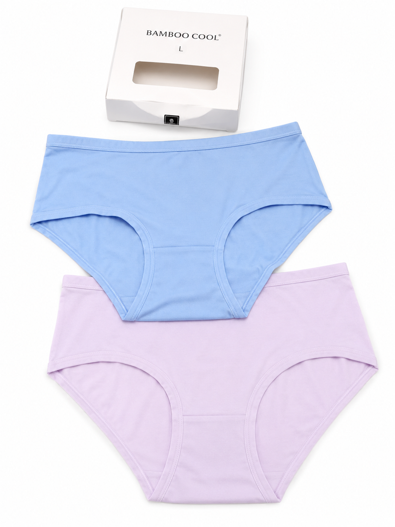 BAMBOO COOL Girls Underwear Breathable Moisture-Wicking Panties Lightweight Soft Sensory Friendly Briefs 2 Pack, Large