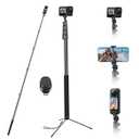 118" Invisible Selfie Stick for Insta360 & iPhone 10ft Aluminum Pole