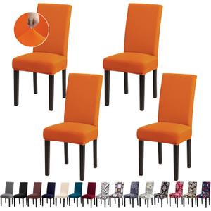 Chair Covers for Dining Room Set of 4, Dining Chair Covers, Kitchen Chair Covers, Stretch Removable Washable Dining Chair Slipcovers for Home, Hotel, Banquet, .Orange
