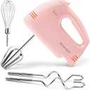 Handmixer Electric Handheld - 7 Speed Portable Kitchen Mixer Electric with 5 Stainless Steel Accessories Whisk, Food Beater for Whipping Mixing Cookies Cakes Eggs, Pink (one size)