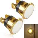 2 Pack Lighted Doorbell Button Doorbell Switches Wired Door Bell Push Button Replacement Round Chime Push Button with Soft Yellow Light, Easy to Install