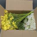 Giegxin 100 Pcs Artificial Daisy Flowers Faux Wildflowers Bulk UV Resistant Outdoor Faux Flowers Plants for Floral Arrangements Wedding Home Indoor Garden Decoration (White,Yellow)