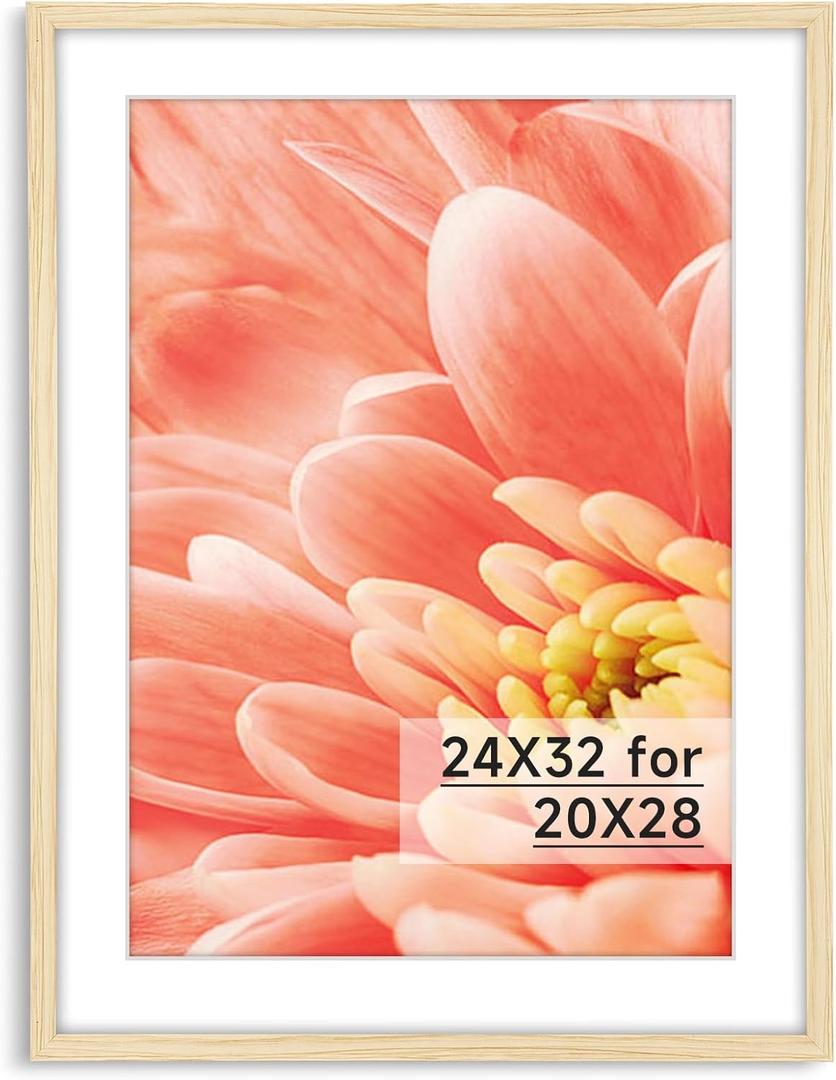 HLiWEGNS Oak 24x32 Frame - Single Frame - Rustic Woodgrain 24 x 32 Poster Frame for Pictures 20x28 with Mat or 24x32 Picture Frame Without Mat for Wall Gallery Display - Ideal Christmas Day