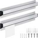 Henoyso 2 Pieces Restaurant Ticket Holder Receipt Holder Aluminum Order Ticket Rack Silver Kitchen Slide Check Rack for Office Cafes Pubs(14 Inch,Square)