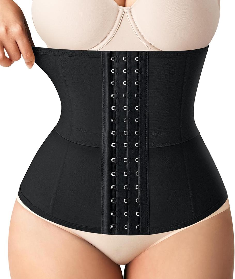 Nebility Waist Trainer for Women Corset Shapewear Tummy Control Body Shaper Girdle Waist Cincher Postpartum Belly Band(Large, Black) (Black, L)