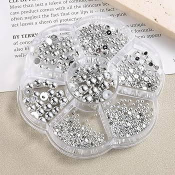 5300 Pcs Flatback Pearls for Crafting Gold Silver Half Pearls Beads Round Gems Mix Sizes Nail Pearls for Nail Art ABS Round Plastic Beads for Manicure Face Art DIY Crafts Jewelry