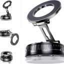 2026 Upgraded Magnetic Car Phone Mount for MagSafe: 360 Rotatable Adjustable Holder with 180+LBS Strong Suction Cup & 3800gf Magnet, Compatible with iPhone 17/16/15 Series & Android Devices (J37-White Base)