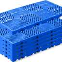 Kerbaeo Interlocking 6 Pcs Plastic Pallets for Basement Storage with Moisture Proof & Breathable Grid, Lightweight Floor Pallets for Garage, Supermarket, Indoor & Outdoor Use, 23.6"x11.8"x1.18", Blue | Breathable material