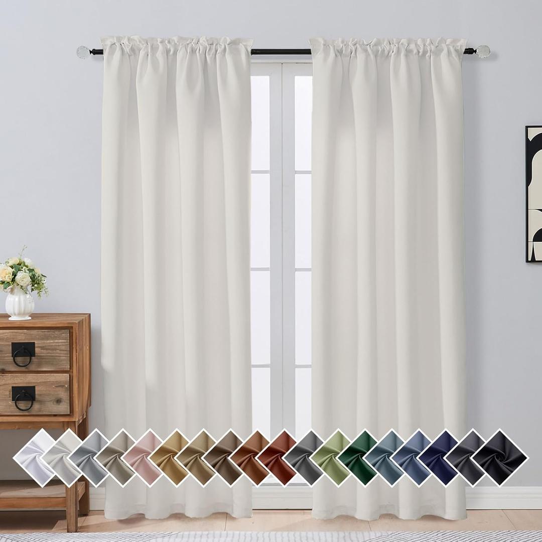OVZME Natural Room Darkening Curtains for Bedroom 78 Inches Long 2 Panels, Thermal Insulated Energy Saving Blackout Curtains for Living Room, Dual Rod Pocket Blackout Drapes, 2x40Wx78L Inches