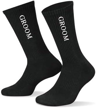 GroomBrideGifts Bride and Groom Socks, Engagement Gifts for Couples, Wedding Gifts Crew Socks,Honeymoon Essentials, Pack Of 2, One Size 