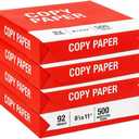 4 Reams Copy Paper  8.5x11 Letter Size, 20lb, 92 Bright  Multipurpose Printer Paper for Office, School, Home  2,000 Sheets Total  Jam-Free, Acid-Free, Inkjet & Laser Compatible