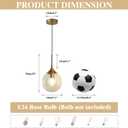 KCO Lighting Mid Century Modern Pendant Chandelier Amber Glass Hanging Lamp Gold Globe Pendant Lights Kitchen Island Brushed Brass Pendant Light Large Kitchen Pendant Lighting Over Island