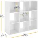 Whitmor 9 Cube Bookcase, 3 Tier Stackable MDF Bookself, Open Storage Display Organizer, Storage Cabinet for Living Room, Bedroom, Home, Office, 35.5" L x 11.7" W x 35.5" H, White
