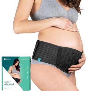 Koala Babycare Maternity Belly Bands for Pregnant Women One Size Fits All - Pregnancy Belly Band for Abdomen, Pelvic Pain, Waist and Back Support - Maternity Belt for all Stages of Pregnancy (Black)