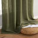 MIULEE Light Olive Green Linen Curtains 90 Inch Long 2 Panels for Bedroom Living Room, Soft Linen Textured Natural Window Drapes Semi Sheer Light Filtering Back Tab Rod Pocket Burlap Look Decor