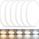 6PK Dimmable 12 Inch LED Flush Mount Ceiling Light, 24W, 2520LM, 2700K/3000K/4000K/5000K/6000K CCT Selectable, White Round Flat Panel Light Low Profile Ceiling Lamp for Bedroom/Kitchen/Living Room
