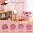 Makeup Bag,Quilted Puffer Cosmetic Bag for Women, 180 Lay-Flat Travel Make up Bag, Waterproof Large Capacity Toiletry Bag with Sturdy Zippers, Portable Makeup Organizer for Travel & Daily Use (EXP 11/24/32)
