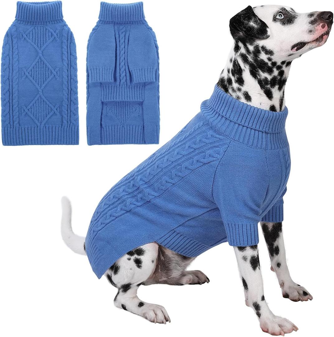 Dog Sweaters for Large Dogs Boy, Turtleneck Long Sleeve Knitted Dog Sweater, Fall Winter Warm Dog, 4XL 