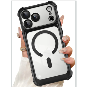 Magnetic Case Made for iPhone 17 Pro Max 6.9 Inch [Compatible with MagSafe] Soft TPU Slim Phone Cover Anti-Scratch Drop Protection Translucent Black Phone Case for Women Men