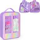 Carrying Case Compatible with Barbie Clothes, Doll Accessories Organizer Bag, 2 Front Transparent Windows, 2 Binders with Several Storage Pockets, Extra Pockets for Doll Stuff, Purple, Case Only