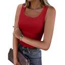 ANRABESS Tank Tops for Women Waffle Knit Scoop Neck Flowy Casual Sleeveless Shirts 2026 Summer Clothes Bright Red XX-Large