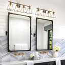 Industrial Bathroom Vanity Lights: 4 Light Black and Gold Vintage Metal Cage Wall Sconce - Rustic Farmhouse Wall Light Fixture Over Mirror Cabinet for Bedroom Living Room