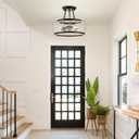11.8 Inch Small Black and Gold Semi Flush Mount Ceiling Light Fixture 3 Light,Drum Modern Clear Glass Ceiling Light Fixtures for Bedroom,Entryway,Hallway,Kitchen,Dining Room,Bathroom, 11.8 inch-E12