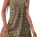 OFEEFAN Womens Square Neck Tank Dresses 2025 Summer Spring Loose Swing Sundresses with Pockets Plain/Print L