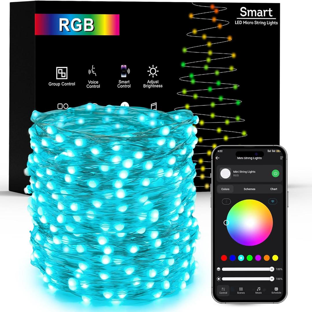 Brizled Smart Fairy Lights, 66FT 200 LED String Light WiFi Smart Christmas Lights App Controlled, RGB Color Changing Mini Light Dimmable Work with Alexa & Google Home for Halloween Christmas Holidays