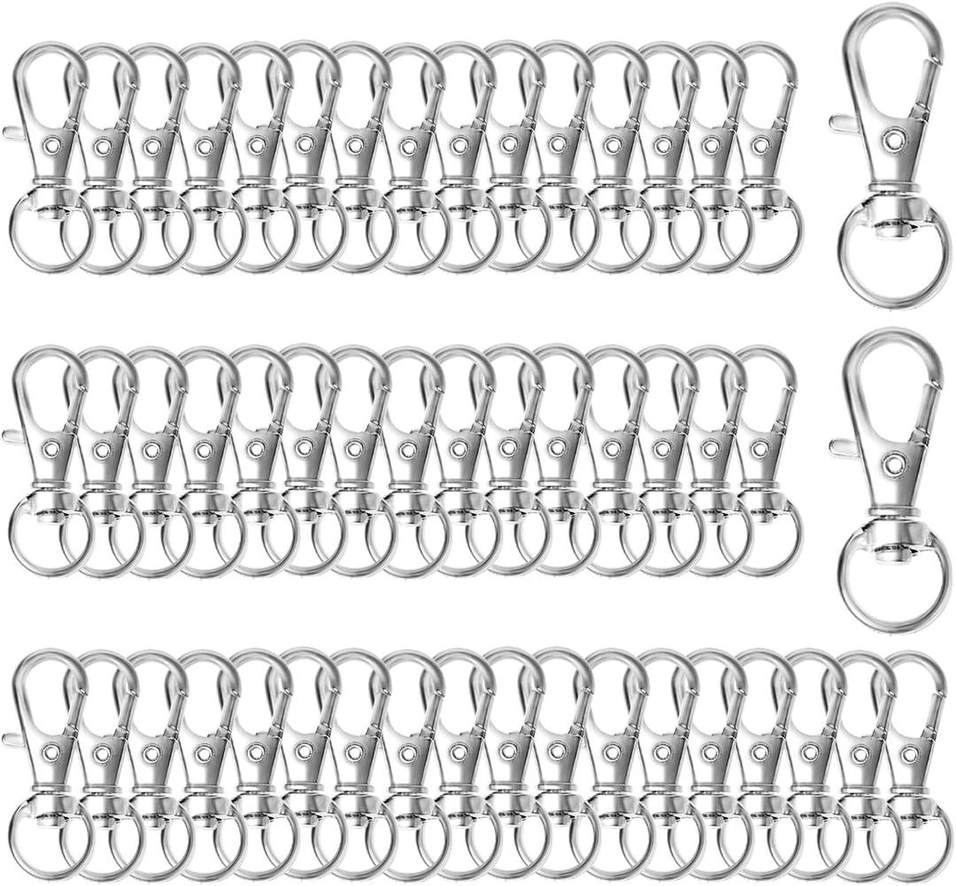 Swivel Snap Hooks Premium Metal Lobster Claw Trigger Clasps for Lanyard Keychain Rings Bag Purse Tag Jewelry Making DIY Crafts (Length: 1.26inch(32mm) Inside width: 0.39inch(10mm) 50pcs Silver)
